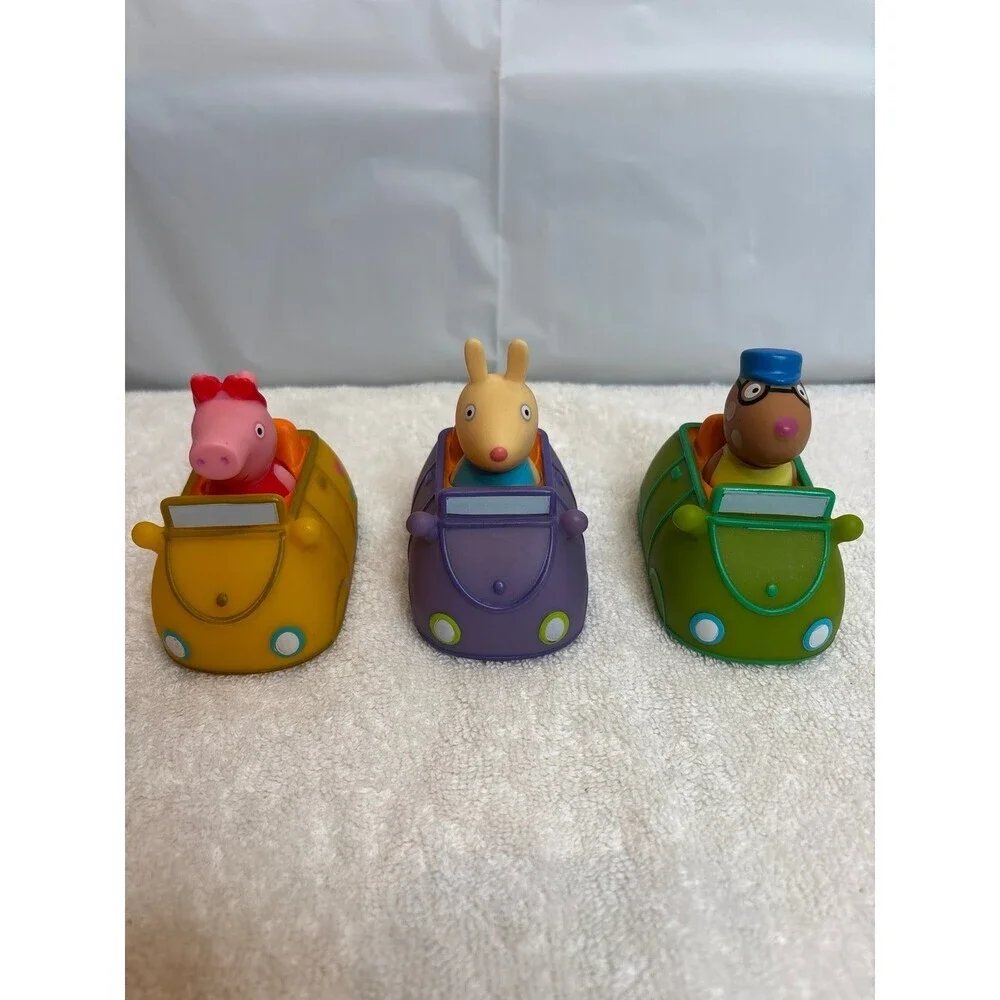 Peppa Pig Toy Lot – 3 Push-Along Vehicles & 3 Figures – Preschool Play Set